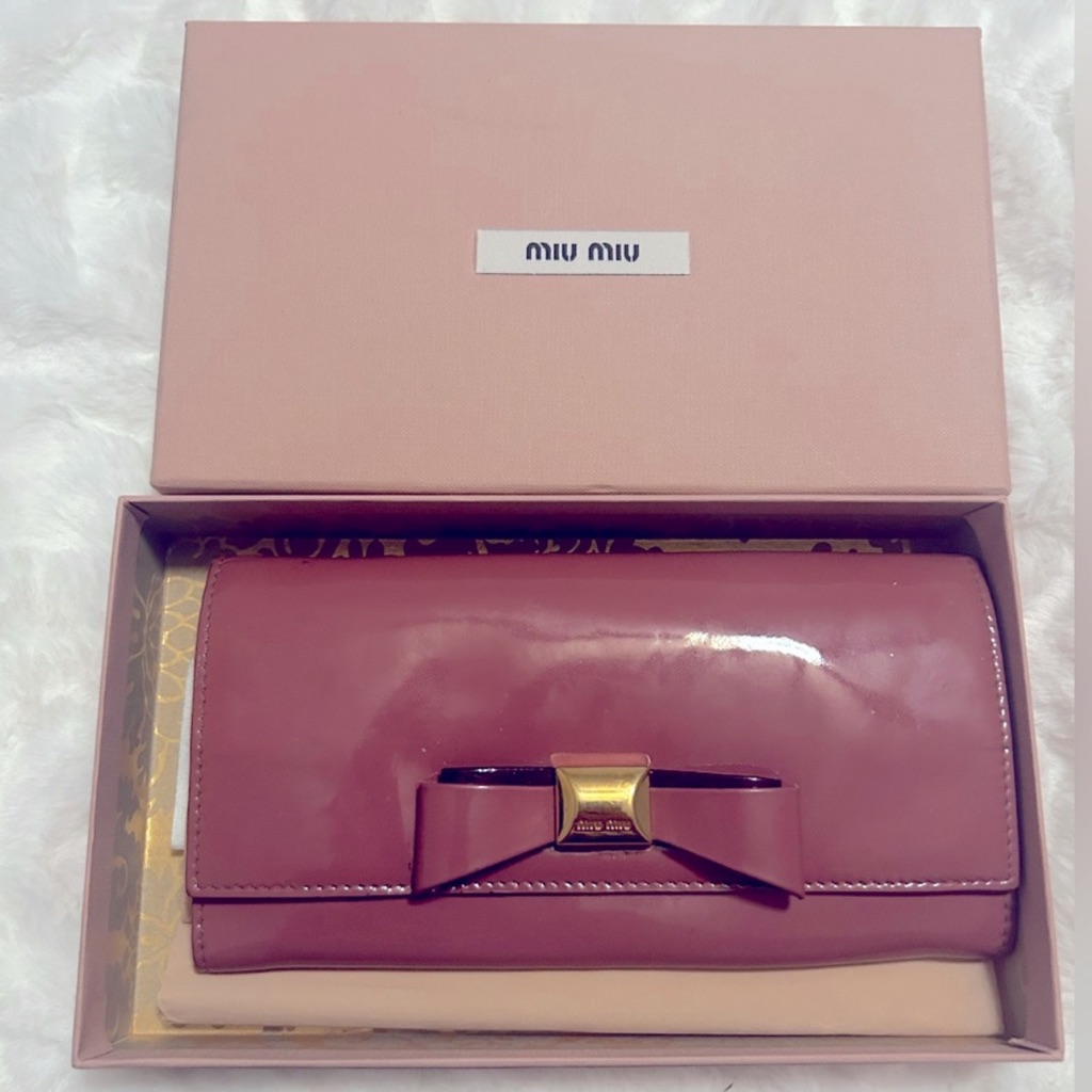 Euc Miu Miu Rose Pink Wallet With Original Box